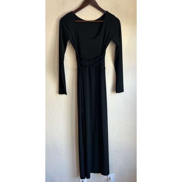 AYM Walter Reversible Maxi Dress S NWT Lace Up Corset Back Black Hourglass - Picture 2 of 9